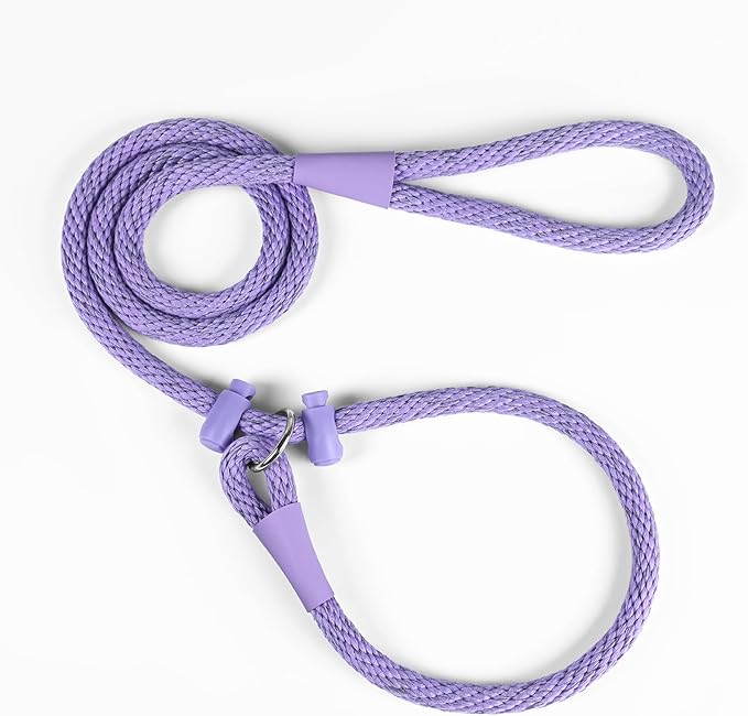 Lynxking Dog Leash Slip Lead Reflective Breathable Rope Comfortable Strong No Pull Slip On Pet Training Lead for Dogs (Light Purple, Small 3/8 inch x 6ft)