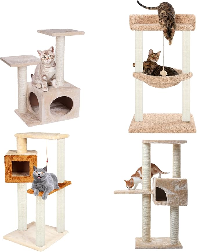4 PCS M8 Cat Scratching Post Replacement, 15.7 x 3.1 Inch Sisal Pole Cat Tree Replacement Post with Screws, Refill Scratcher Posts for Indoor Kitten Tree Tower Spare Cat Furniture Protector