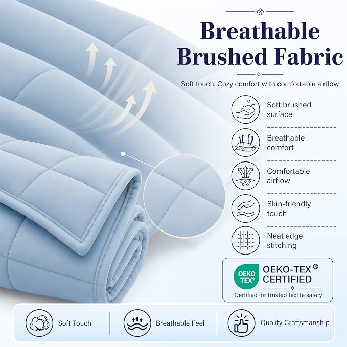 L'AGRATY Weighted Blanket - 60"x80" 20lbs Cooling Breathable Heavy Blanket Microfiber Material with Glass Beads for Adult All-Season Summer Fall Winter Soft Thick Comfort