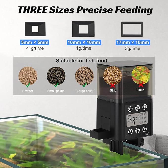 Smart Automatic Fish Feeder for Aquarium - [2026 Upgraded] 320ml Large Capacity & USB Rechargeable Fish Feeder Automatic Dispenser with LCD Display, Programmable Timer for Frequency & Portion Control