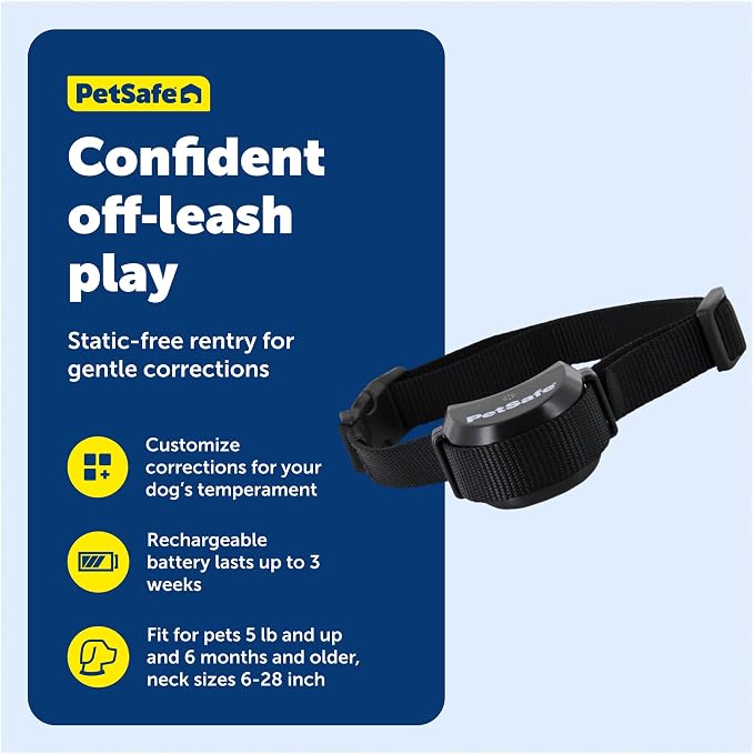 PetSafe Stay & Play Wireless Pet Fence Receiver Collar Only for Dogs and Cats, Waterproof and Rechargeable, Tone and Static Correction - From The Parent Company of INVISIBLE FENCE Brand
