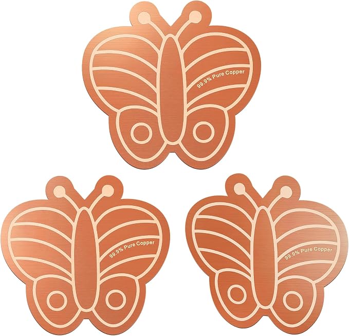 3Pcs Bird Bath Copper Purification Disk 99.99% Pure Copper Water Cleaning Discs 0.6mm Physical Clean Water for All-Season Universal Natural Fit for Outdoor Birdbaths, Bowls, Garden Fountain(Butterfly)