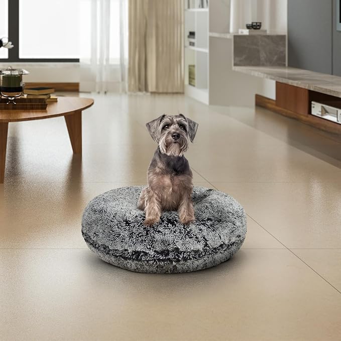 Bessie + Barnie Bagel Bed for Dogs and Cats – Round Pet Bed with 360-Degree Zipper, Waterproof Liner, Machine Washable Cover, Eco-Friendly Polyfill – Plush Donut Puppy Bed for Dogs