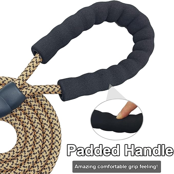 MayPaw Heavy Duty Rope Dog Leash, 3/4/5/6/7/8/10/12/15/20 FT Nylon Pet Leash, Soft Padded Handle Thick Lead Leashes for Large Medium Dogs (Brown, 1/2" * 8')