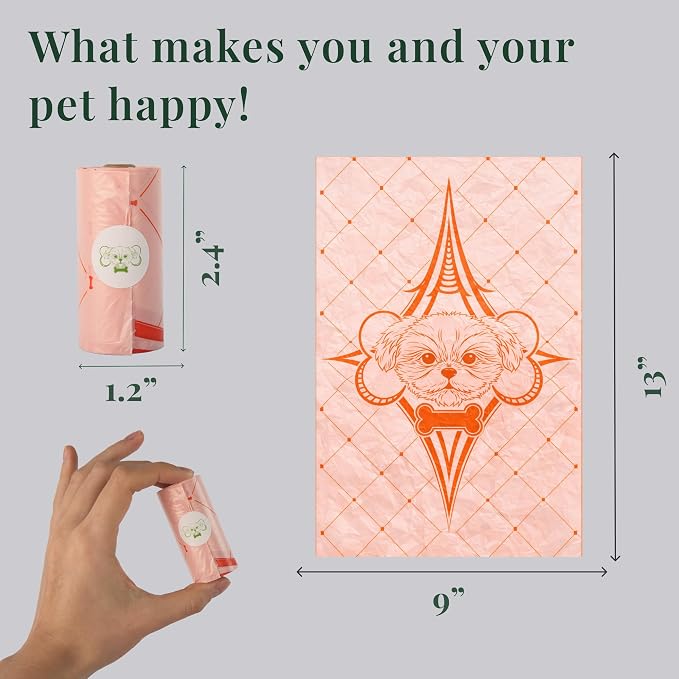 Extra Thick Dog Poop Bags Rolls, Leak-Resistant Pet Waste Bags, 120 Count (8 Rolls), 9x13 in Large, Lavender Scented, Fits Most Dispensers, Pink