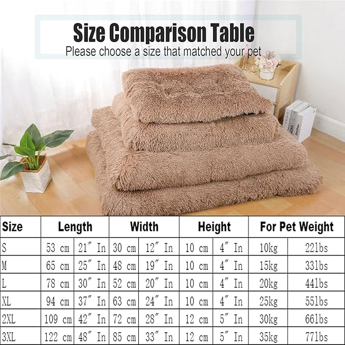 Long Plush Calming Pet Bed Cuddler Pet Bed for Dogs and Cats Fluffy Faux Fur Dog Bed with Anti Slip Bottom Machine Washable Pet Sleep Bed Crate Mat Wine Red 2XL