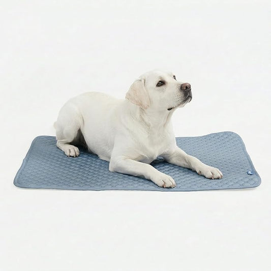 Spark Paws Cooling Mat for Dogs - Self Cooling Dog Mat & Pet Cooling Pad for Large, Medium & Small Dogs - Non-Toxic, Non-Gel Washable Cooling Bed - Ash Blue - Size XL