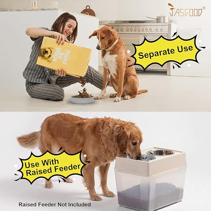 JASGOOD Largr Dog Slow Feeder Bowl - Reduce Slip Puzzle Bowl for Elevated Diners - Gray, Fit Opening 8.9"-9.25" (Pack of 2)