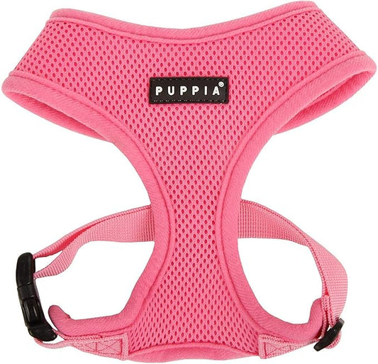 Puppia Soft Dog Harness No Choke Over-The-Head Triple Layered Breathable Mesh Adjustable Chest Belt and Quick-Release Buckle, Pink, X-Small