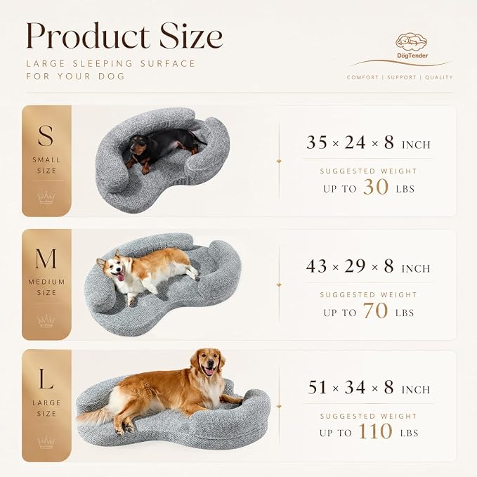Orthopedic Memory Foam Dog Bed for Medium Sized Dog - Washable & Waterproof & Removable Couch - Round Calming Bed for Anxiety Relief (43 x 29 x 8 Inch)