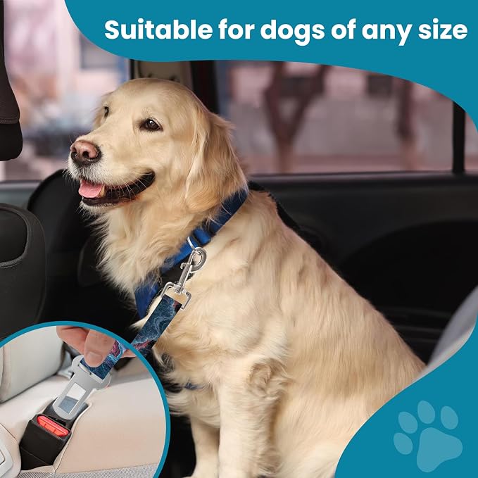 Adjustable pet cat and Dog car seat Belt，The Lanyard is Flexible and Adjustable from 20 to 33 inches (Black Lightning)