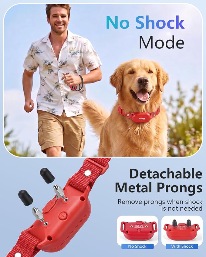 PATPET Shock Collar for Dogs - 4000FT Dog Training Collar with Remote, IPX7 Waterproof 4 Modes(Beep/Vibration/Shock/Safe) Dog Shock Collar, Rechargeable for Small Large Dogs (8-120Lbs) (Red)