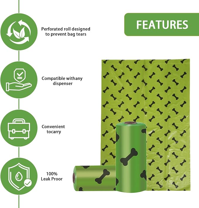 HZDHCLH Poop Bags for Dogs Leak Proof Extra Thick Dog Poop Bags, Green Bones 36 Rolls 9" x 13" Lavender Scented Pet Waste Bag, 540 Count