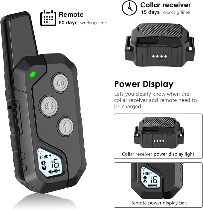 Shock Collar for Dogs, IP67 Waterproof Dog Training Collar with Remote, 3 Training Modes with Beep, Vibration, and Safe Static, Rechargeable for Large Medium