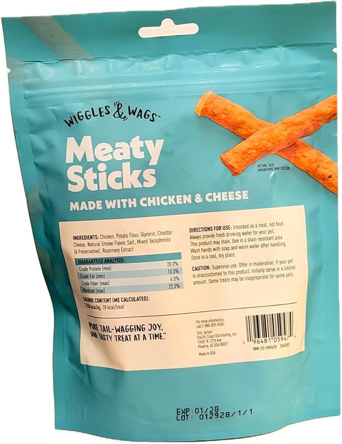 Wiggles and Wags Soft Chews Chicken & Cheese Sticks 1-Pack