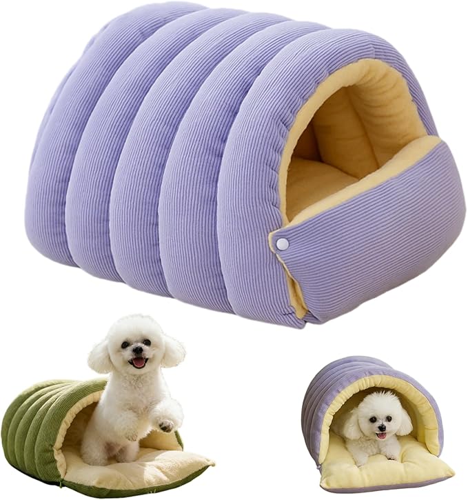 Warmth Cozy Dog Cat Bed Comfort Plush Pet Cave 2026 New Winter Tent for Dog and Cat Fluffy Semi Enclosed Cute Pet Bed for Indoor Cats & Small Dogs Warm and Breathable (Purple, M)