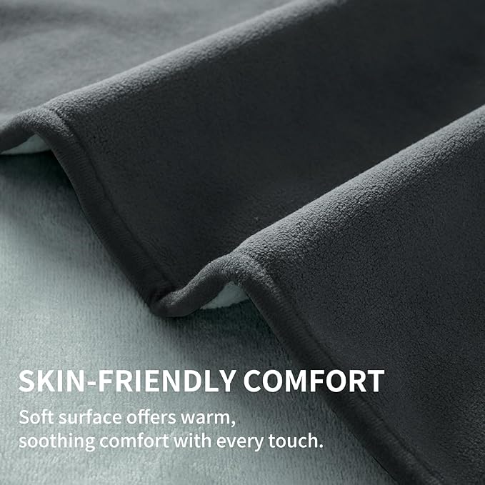 QiyI Waterproof Blanket for Bed King Size, Washable Reversible Bed Cover, Large Leakproof Stain-Resistant Furniture Protector for Travel & Camping, 80"x90", Dk Grey/Lt Grey