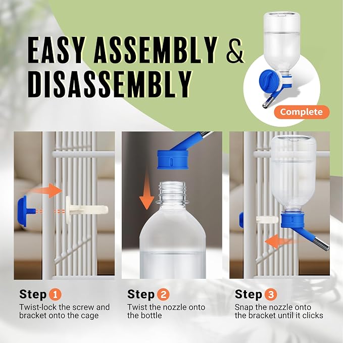Choco Nose No-Drip Small Animal Water Bottle - Leak-Proof Patented Nozzle Helps Prevent Cage Mess & Wet Bedding - Hamster, Hedgehog, Mouse, Glider, Gerbil - BPA Free, Cage Mount, 10.2 fl oz (C125)