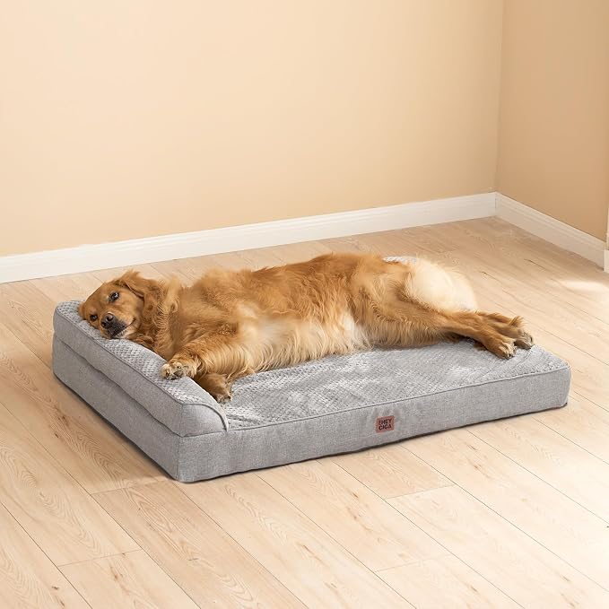 EHEYCIGA XL Dog Bed Memory Foam for Crate, Extra Large Dog Bed Orthopedic with Washable Removable Cover, Waterproof Pet Sofa Couch XLarge Size Dogs, 41x27x6.5, Grey