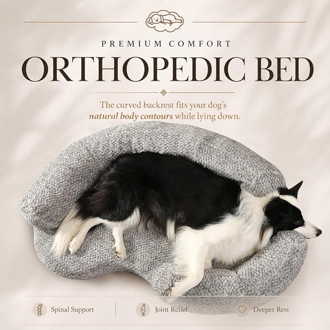 Orthopedic Memory Foam Dog Bed for Small Dogs - Washable & Waterproof & Removable Cover - Round Calming Dog Bed for Anxiety Relief(35 x 24 x 8 Inch)