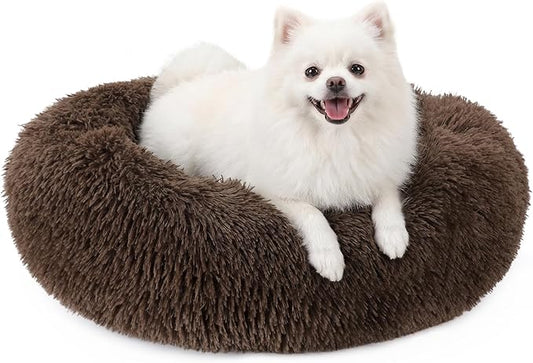 MIXJOY Orthopedic Dog Bed Comfortable Donut Cuddler Round Pet Beds Ultra Soft Washable Dog and Cat Cushion Bed (23'', Coffee)