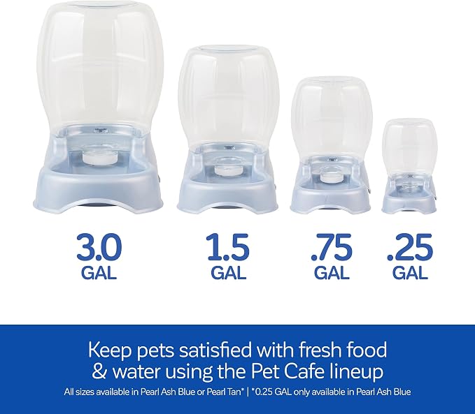 Petmate Pet Cafe Cat and Dog Water Dispenser - Water Bowl for Cats and Dogs, USA Made, 1.5 GAL, Pearl Ash Blue