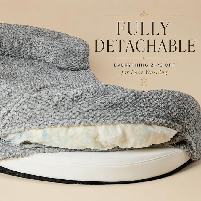 Orthopedic Memory Foam XXL Dog Bed for Large Sized Dog - Washable & Waterproof & Removable Cover -Round Calming Bed for Anxiety Relief (51 x 34 x 8 Inch)
