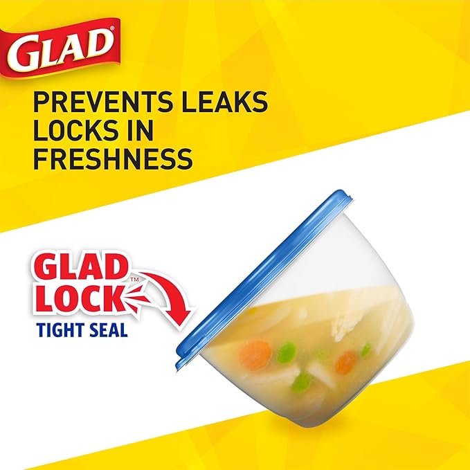 Glad GladWare Deep Dish Food Storage Containers Lids Large Rectangle BPA Free Meal Prep Microwave Dishwasher Safe Lock Tight Seal 64 OZ 3 Count 6 Pack