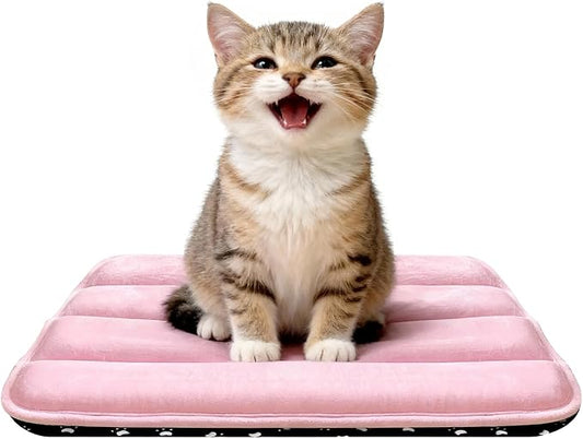 pobopobo Dog Crate Pad, Ultra Soft & Anti-Slip Kennel Mat, Secure Fit for Metal Crates & Dog Cages, Washable Cozy Bed for Extra Small Dogs & Cats (Pink, XS(18"*12"*1.5"))