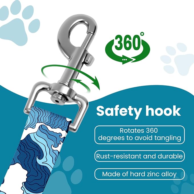 Adjustable pet cat and Dog car seat Belt，The Lanyard is Flexible and Adjustable from 20 to 33 inches(sea Wave)