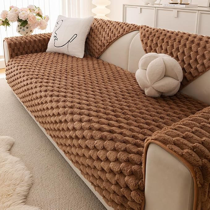 Awjcsv Couch Cover for Dogs Washable, Waterproof Couch Covers for 3 Cushion Couch Sofa Pet Friendly, Soft and Anti Slip (Coffee, 1pc/36"x 71")