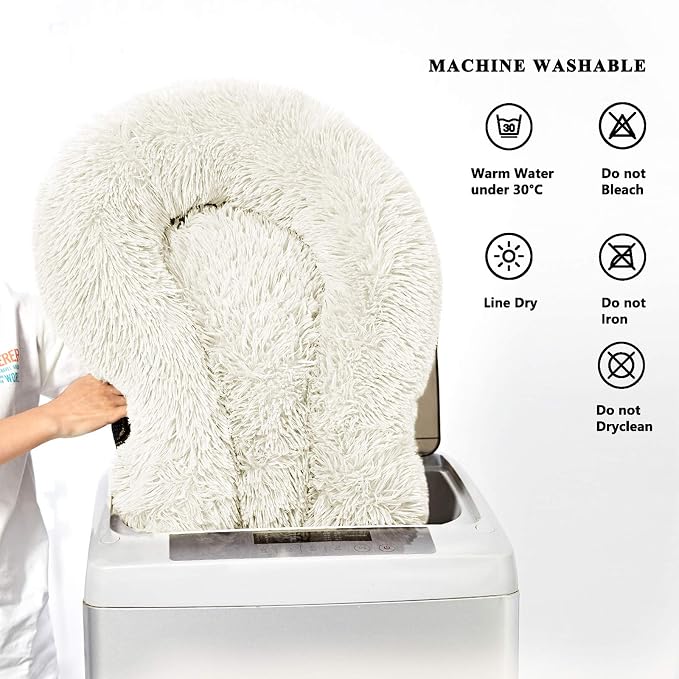 Washable Dog Round Bed - Medium Donut Dog Bed, Comfy Calming Cuddler