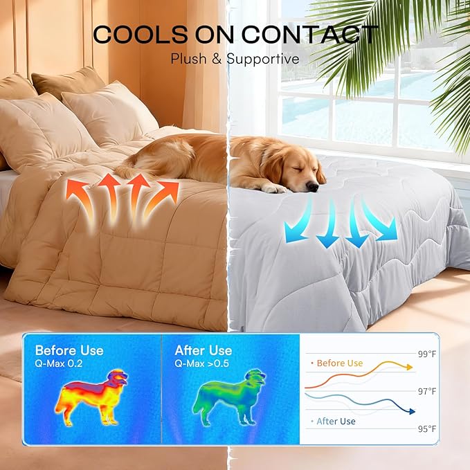 Luciphia Premium Cooling Dog Blanket Washable Q-MAX>0.5 Small Medium Large Pet Mat Puppy Cat Self-Cooling Soft Breathable Calming Throw for Sofa Crate Bed (Light Grey,60x80 inches)