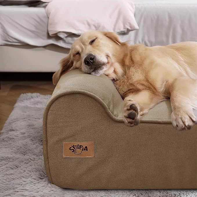 Sytopia XL 35D Memory Foam Dog Bed for Large Dogs – 7" Thick Orthopedic Pet Couch for Seniors and Big Breeds up to 120 Pounds, with Water-Resistant Liner & Washable Cover, Brown
