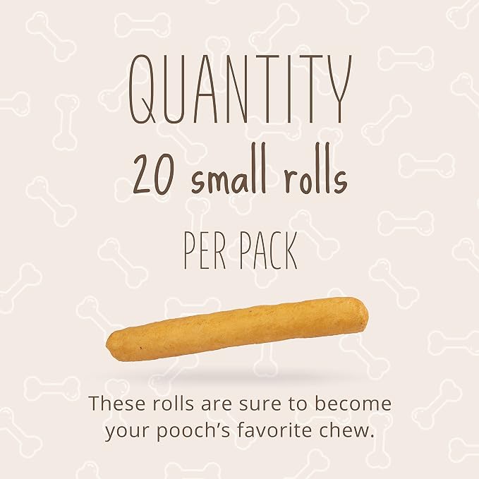 Better Belly Pork Hide Rolls with Smoke Flavor Small, 20 Count, Digestible Pork Hide for Dogs (P-94453)