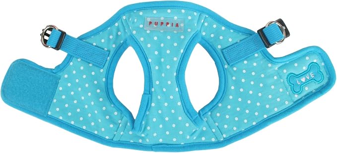 Puppia Dotty Step-in Vest Dog Harness No Pull No Choke Easy Wear Training Walking for Small Dog, Large, Sky Blue