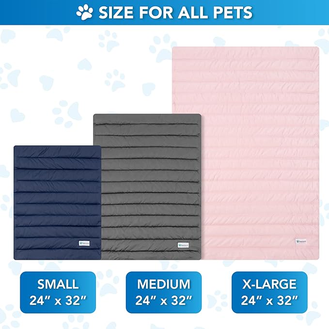 PetAmi Dog Cooling Mat, Q-Max Pet Cooling Blanket with Thick Cushioning, Self Cooling Pad for Dogs & Cats, Reversible Summer Mat for Crate, Couch, Kennel, Gray/Light Grey, Medium (29x40)