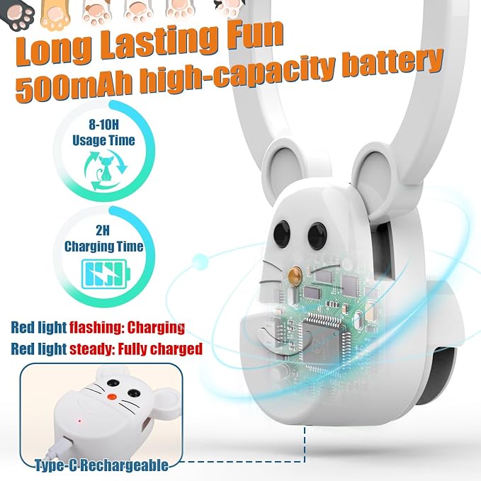 Interactive Cat Toys for Indoor Cats, Automatic Flying Bird Feather Wand Toy for Chase Exercise Enrichment, Rechargeable Durable Safe Hanging Cat Toy for Bored Kittens & Adult Cats