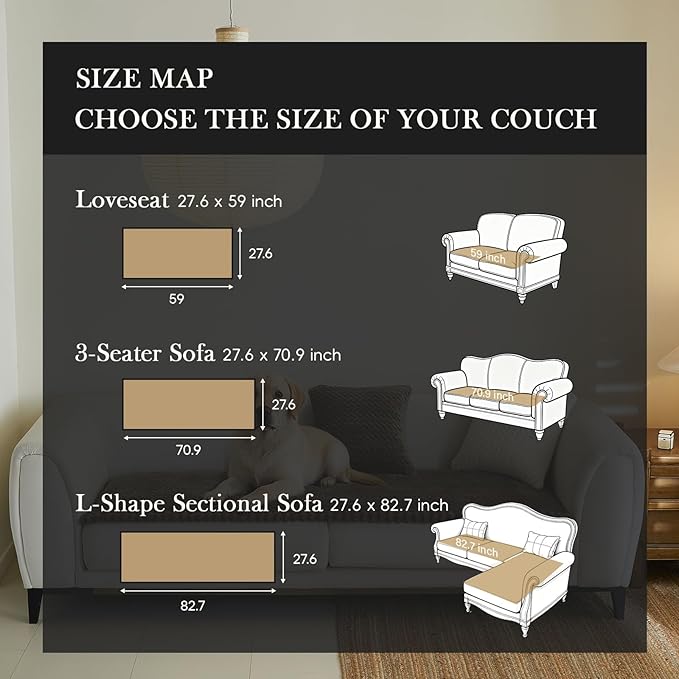 Couch Covers for Dogs, Dog Sofa Covers Washable, Dark Brown Non Slip Pet Couch Protector Blanket for 3 Cushion and Sectional Sofas