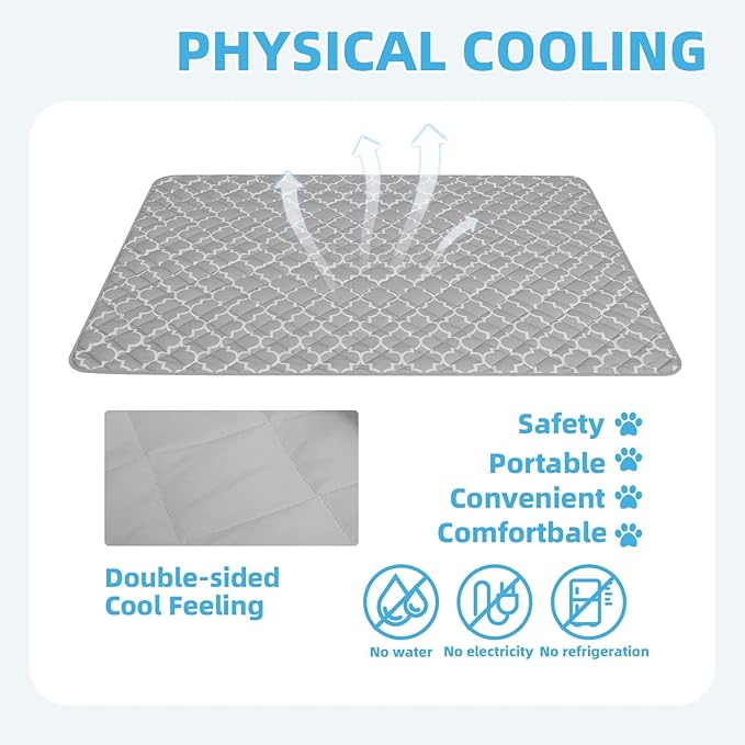 PUPTECK Dog Cooling Mat Pad for Medium Large Dogs, Cooling Blanket for Kennels Crate Floor, Dog Cat Summer Sleeping Bed Outside, Washable & Portable, Large 28"x40"