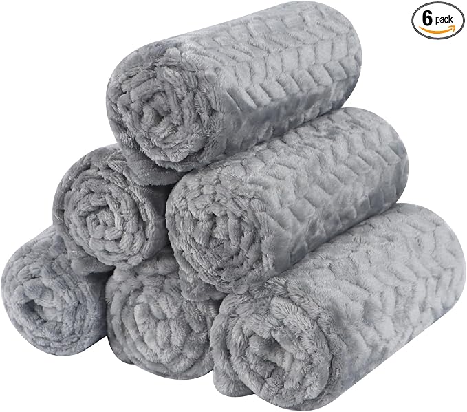 BVAGSS 6 Pack Small Dog Blanket, Super Soft Warm Pet Cover Blankets, Wheat Ears Print Puppy Fleece Flannel Blanket for Small Medium Dogs and Cats MW003