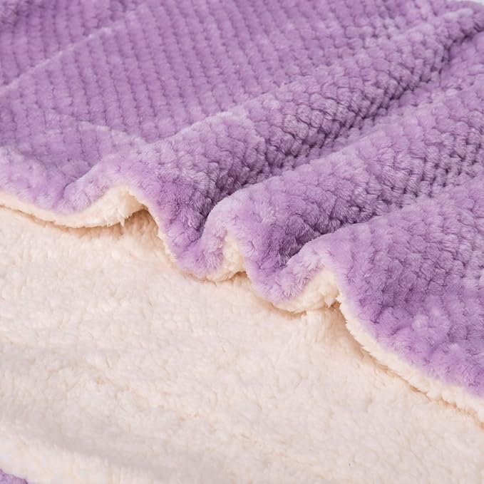 Fuzzy Pet Blanket, Warm and Soft Plush Fleece for Dog or Cat Bed, Couch, Sofa, Travel, Outdoor, Camping (32" x 40", DW-Lavender)