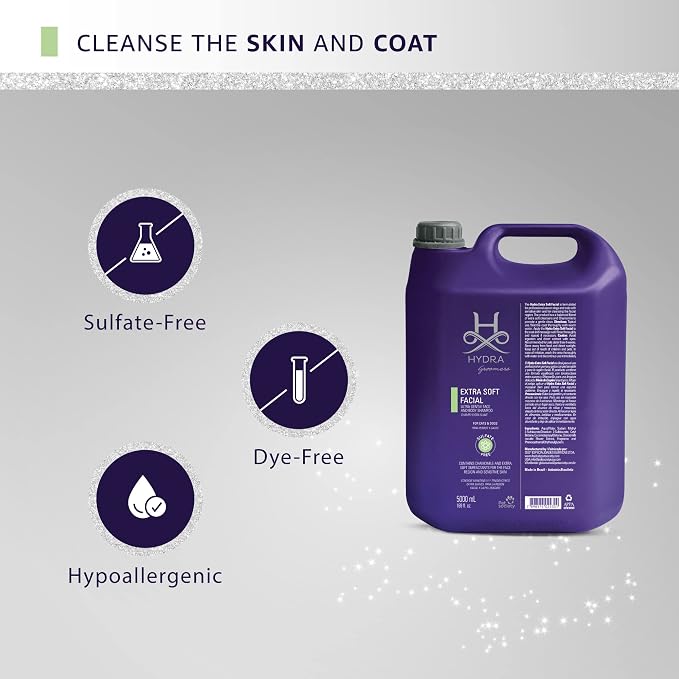 Hypoallergenic Dog Shampoo for Sensitive Skin – Face & Body Pet Shampoo – 169 fl oz – Hydra Professional