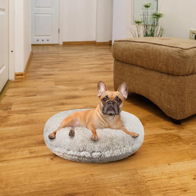 Bessie + Barnie Bagel Bed for Dogs and Cats – Round Pet Bed with 360-Degree Zipper, Waterproof Liner, Machine Washable Cover, Eco-Friendly Polyfill – Plush Donut Puppy Bed for Dogs