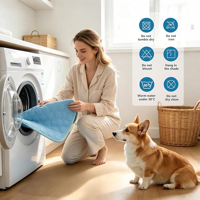 SISROL Cooling Mat for Dogs & Cats, Q-Max>0.5 Arc-Chill Fabric Washable Non-Slip Pet Cooling Pad, Thickened Portable Cooling Bed Mats for Indoor & Outdoor, Small Medium Large Pets
