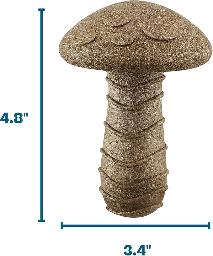 Dogwood Mushroom Dog Chew Toy – Real-Wood Blend, Peanut Butter Scented, Moderate Chewers, Medium, 4.8" x 3.4" x 3.4"