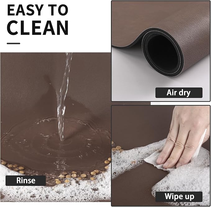 HotLive Dog Food Mat - Absorbent Cat Mat for Food and Water, No Stains Pet Feeding Bowl Mat, Easy to Clean Pet Placemats, Quick Dry Dog Water Dispenser Mat for Messy Drinkers | Paw Brown 12"x 19"