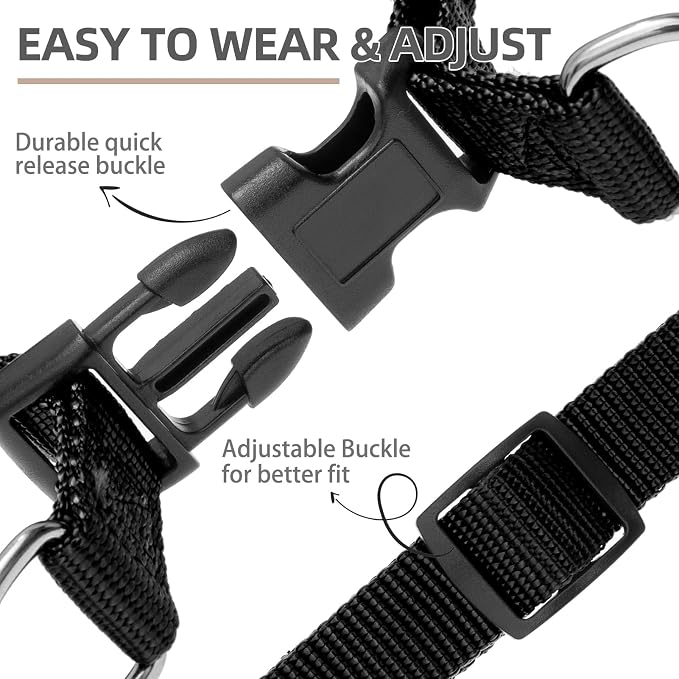 PUPTECK No Pull Small Dog Harness Soft Adjustable Basic Step in Puppy Vest Outdoor Walking with ID Tag, Black XS Chest 12"-14.8"