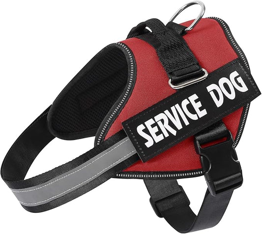 MUMUPET Service Dog Vest, No Pull Reflective Adjustable Harness with Handle, Soft Breathable Padding for Small Dogs, 2 Removable Velcro Patches (Red, XS)