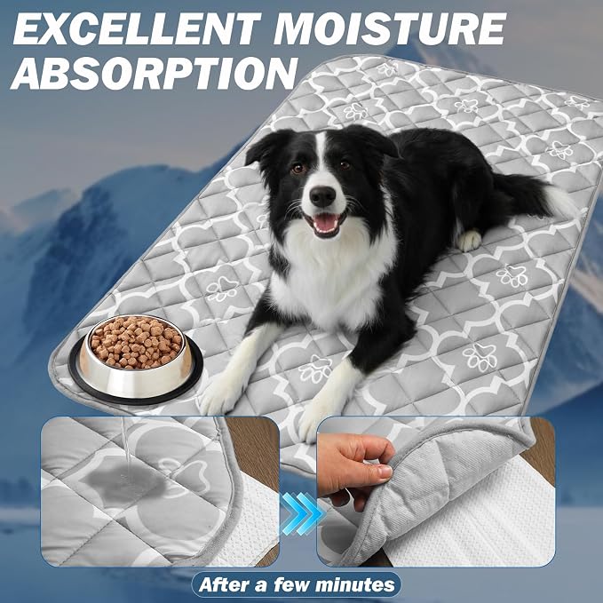 EXPAWLORER Dog Cooling Mat-28.3''*47.2'' Upgraded Extra Large Cooling Pad for Dog Dogs Cats Pets in Summer Keep Cool,Washable,Non-Slip Blanket for Grate Sofa Bed Outdoor(Gray)
